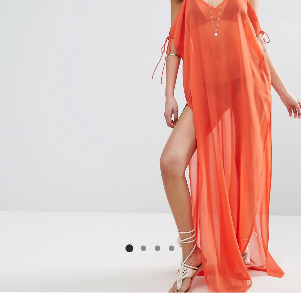 Chiffon Maxi Beach Chaftan With Cold Shoulders